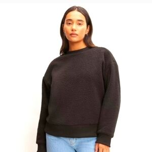 Everlane the renew fleece oversized crew sweatshirt black medium NWT